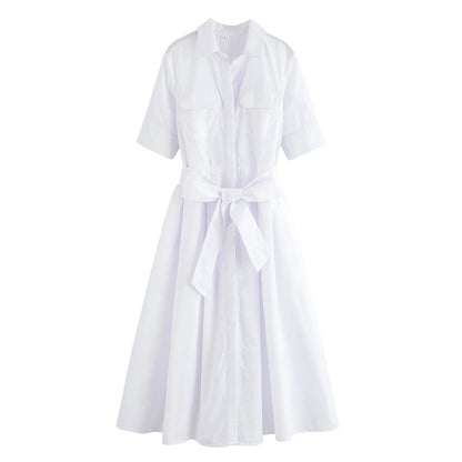 Odelia Belted Shirt Midi Dress — Casuarina