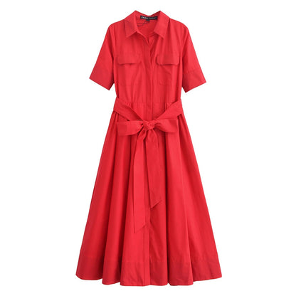 Odelia Belted Shirt Midi Dress — Casuarina