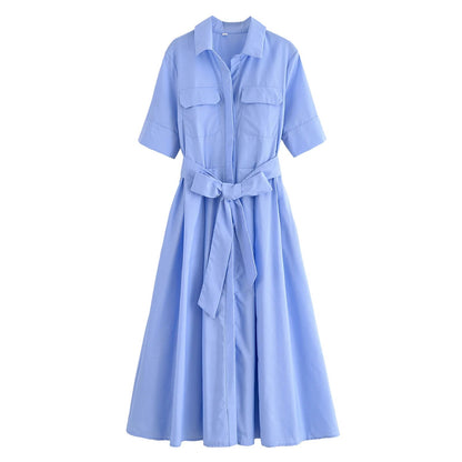 Odelia Belted Shirt Midi Dress — Casuarina
