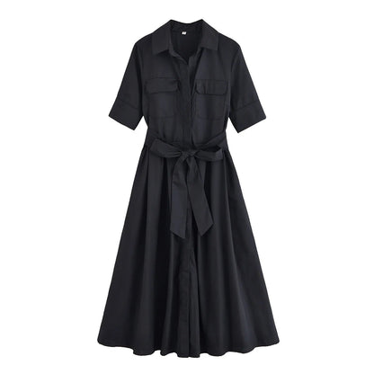Odelia Belted Shirt Midi Dress — Casuarina