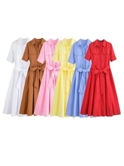 Odelia Belted Shirt Midi Dress — Casuarina