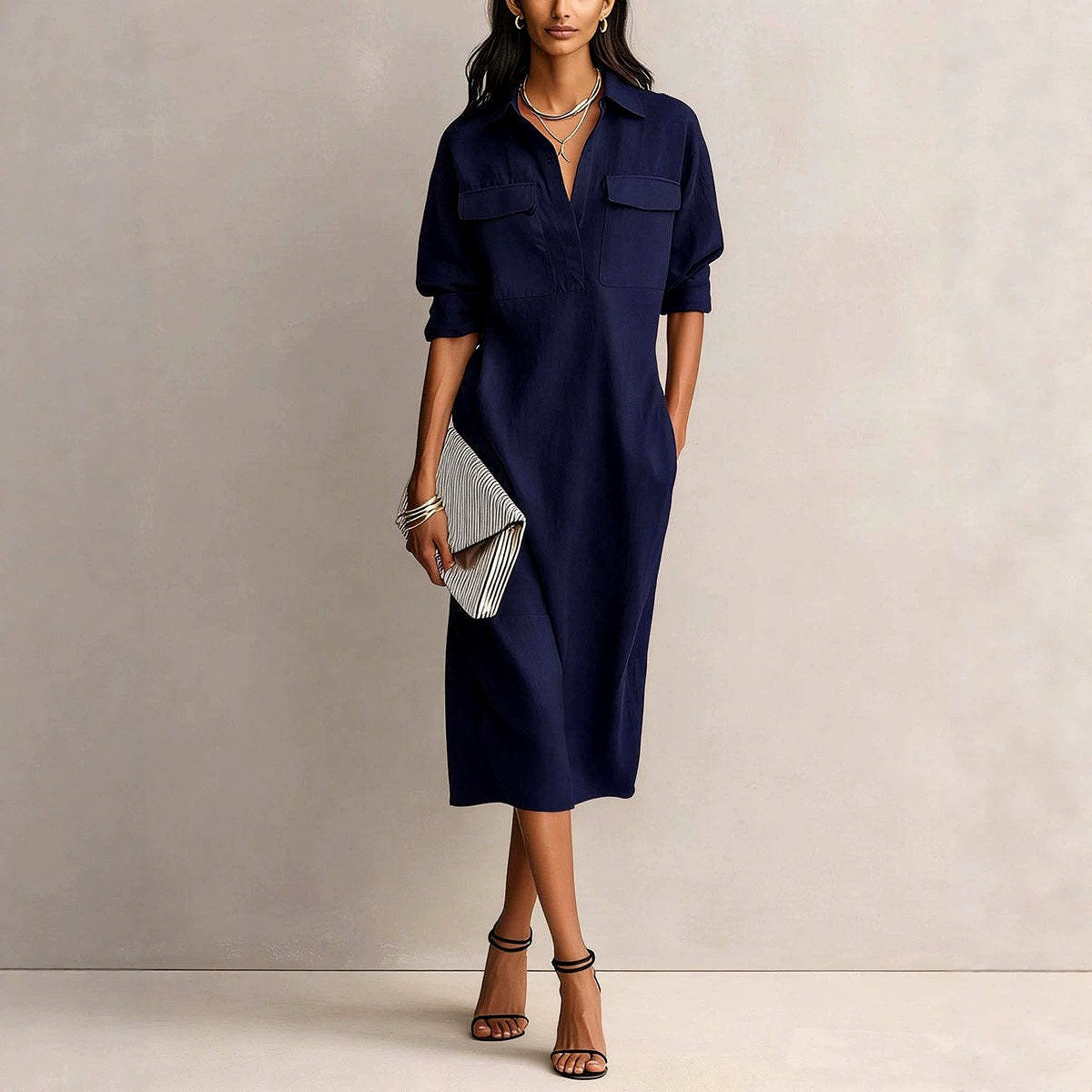 Ainsley Cotton Linen Midi Dress