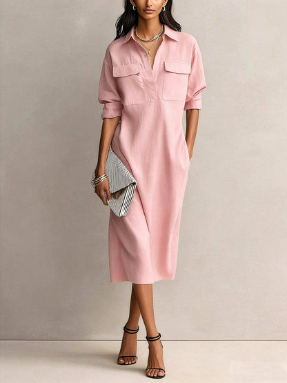 Ainsley Cotton Linen Midi Dress