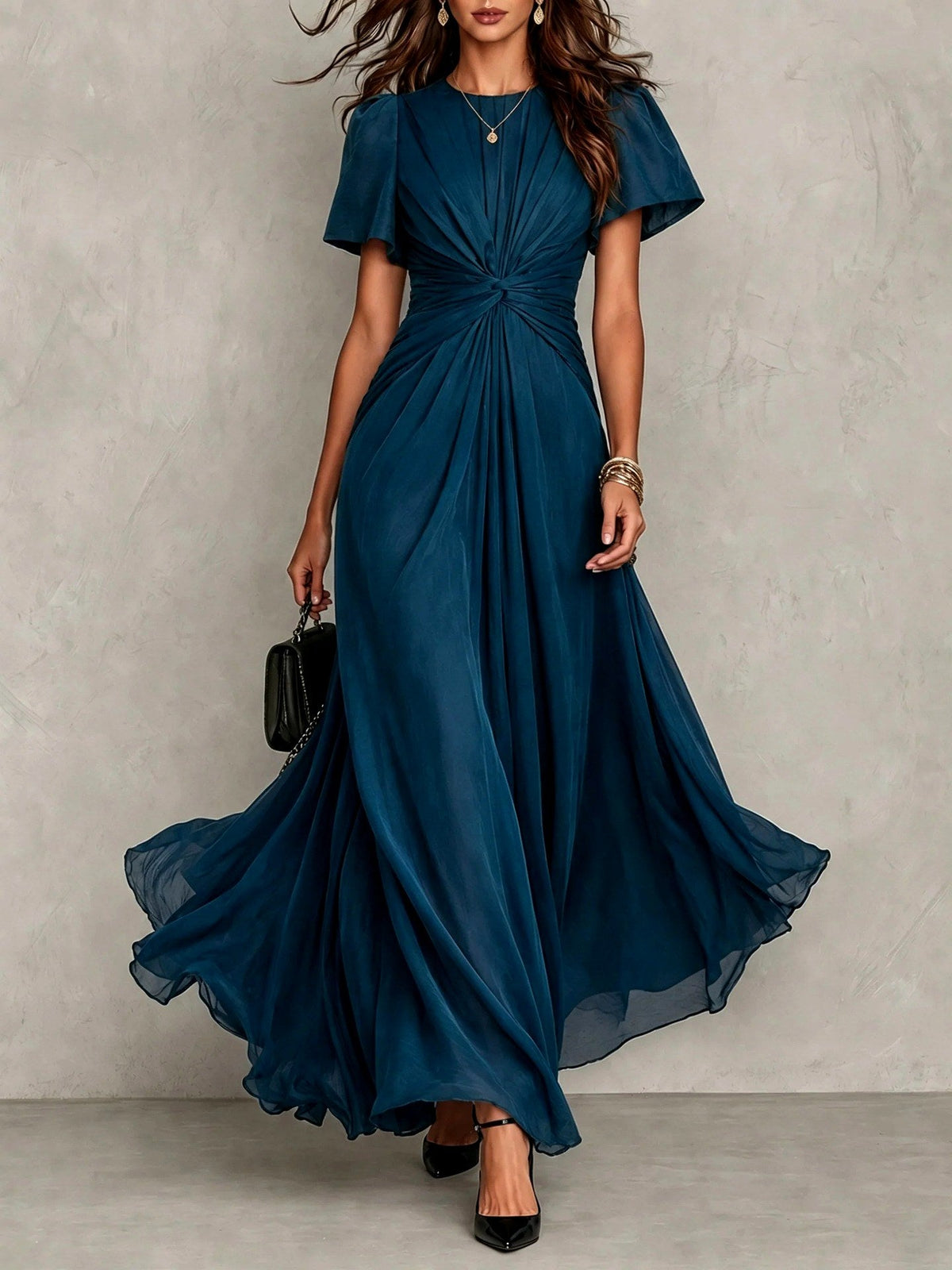 Harriet Flutter Sleeve Maxi Dress