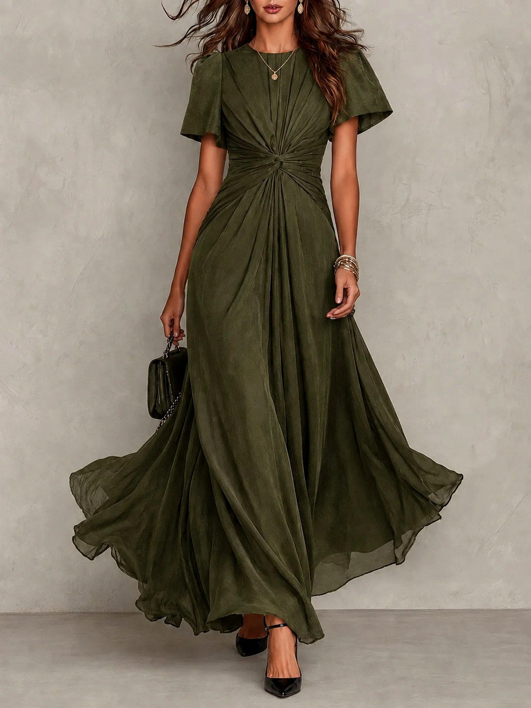 Harriet Flutter Sleeve Maxi Dress