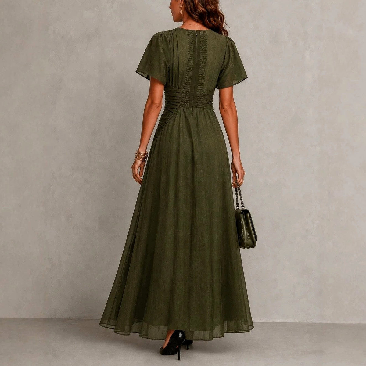Harriet Flutter Sleeve Maxi Dress