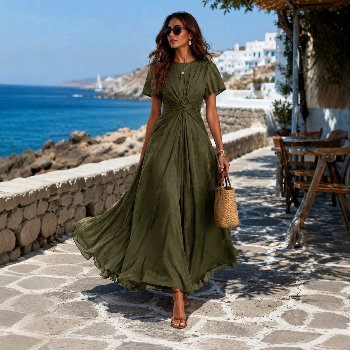 Harriet Flutter Sleeve Maxi Dress