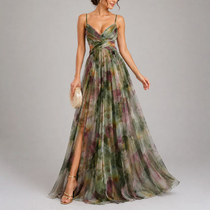 Elodie Watercolour Chiffon Maxi Dress