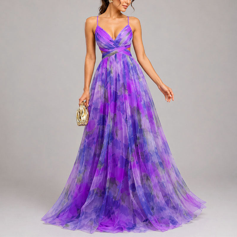 Elodie Watercolour Chiffon Maxi Dress