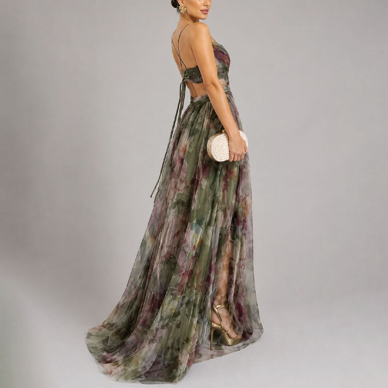 Elodie Watercolour Chiffon Maxi Dress
