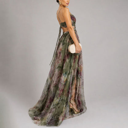 Elodie Watercolour Chiffon Maxi Dress