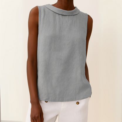 Rhea Sleeveless Roll Collar Top — Casuarina