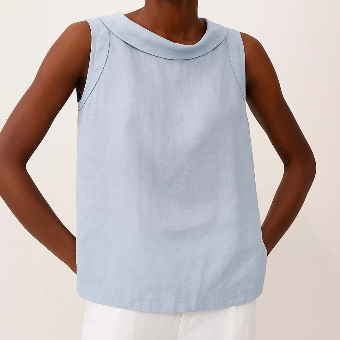 Rhea Sleeveless Roll Collar Top — Casuarina