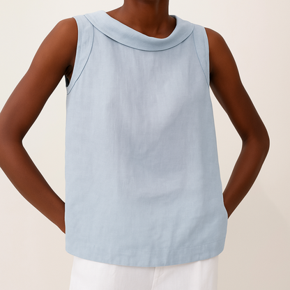 Rhea Sleeveless Roll Collar Top — Casuarina