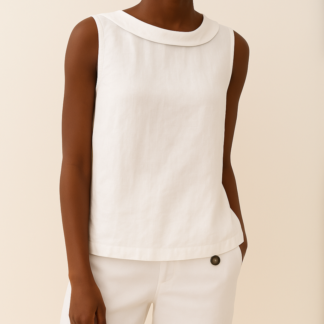Rhea Sleeveless Roll Collar Top — Casuarina