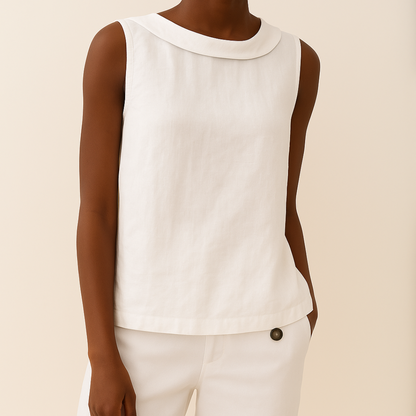 Rhea Sleeveless Roll Collar Top — Casuarina