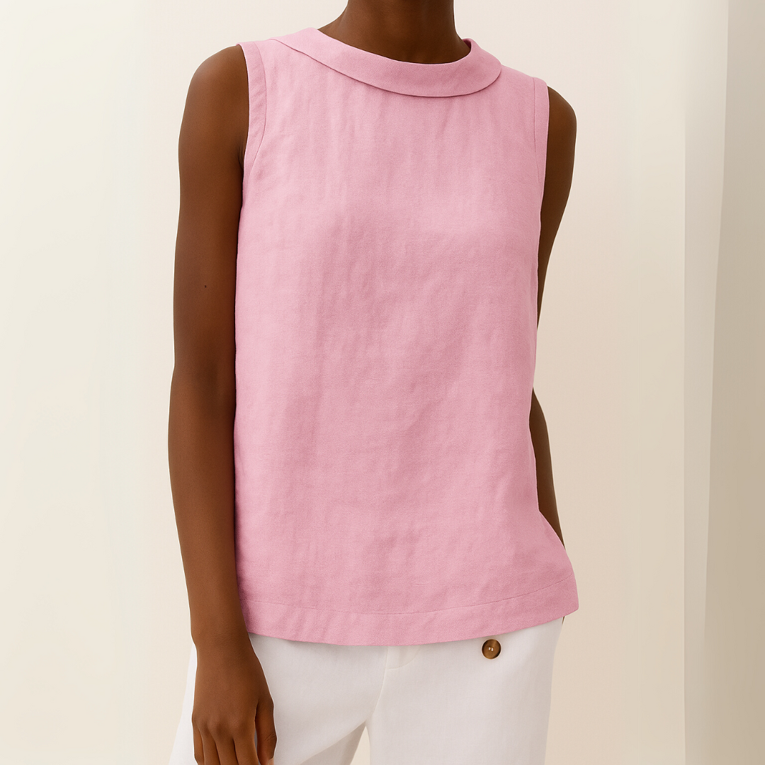 Rhea Sleeveless Roll Collar Top — Casuarina
