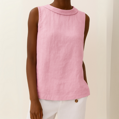 Rhea Sleeveless Roll Collar Top — Casuarina