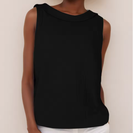 Rhea Sleeveless Roll Collar Top — Casuarina