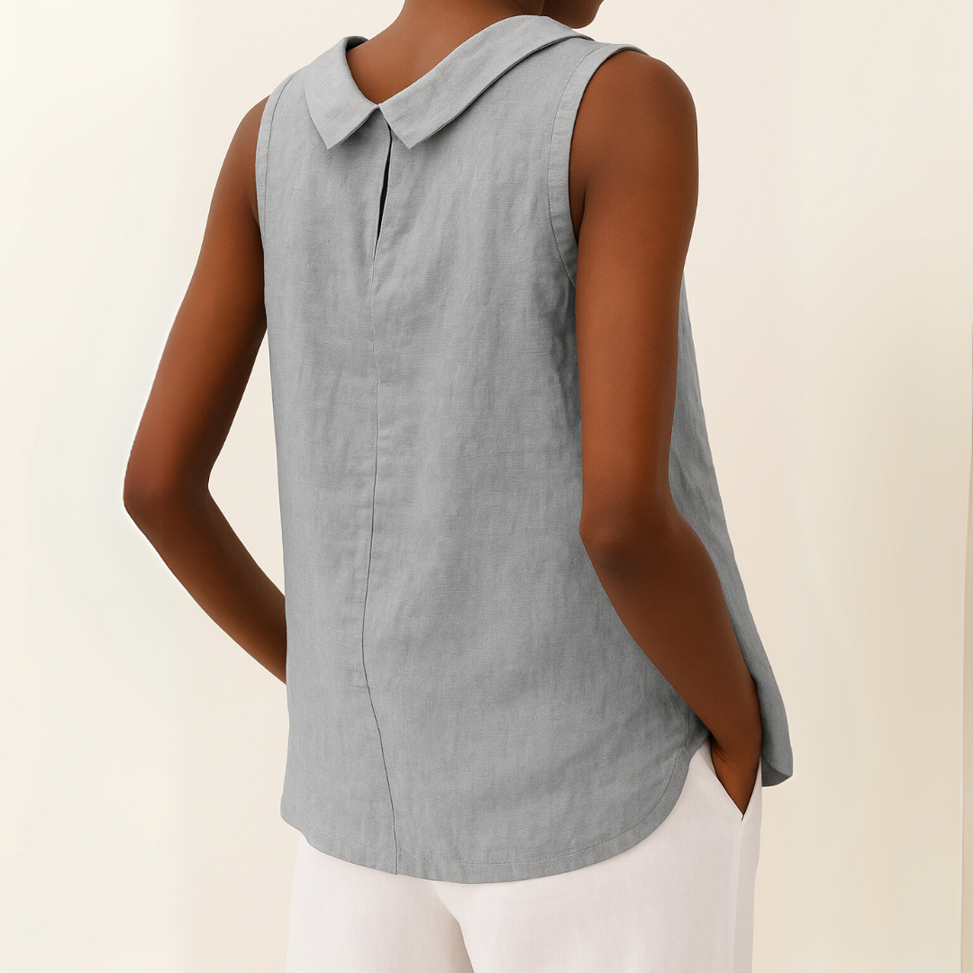 Rhea Sleeveless Roll Collar Top — Casuarina