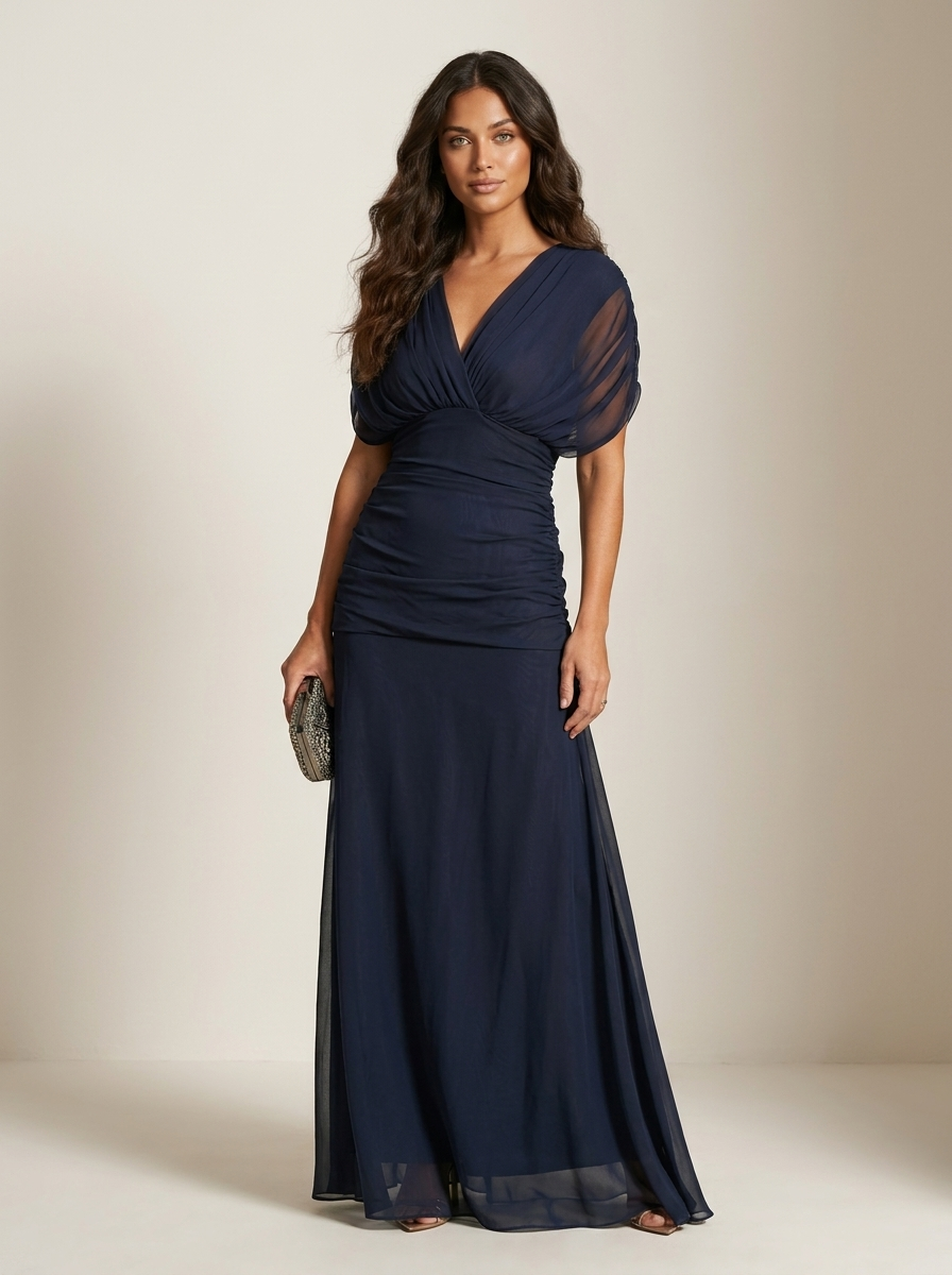 Casuarina Seraphine Draped Maxi Dress — navy with draped V-neckline