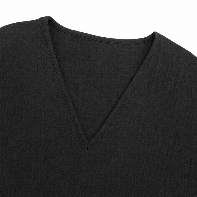 Casuarina Soraya Relaxed V-Neck Top — black neckline detail