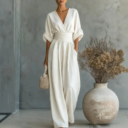 Casuarina Sylvie Wide Leg Jumpsuit — white, front view